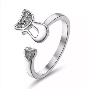 The Smitten Kitten Adjustable Ring in in 925 with cubic zirconia